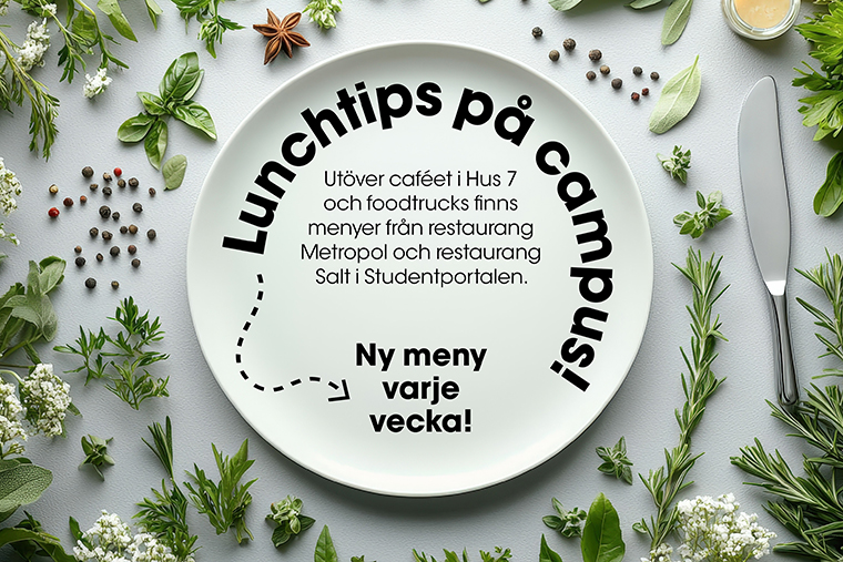 Tallrik med text om lunchtips. 